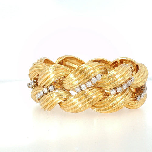 Bracelet David Webb - Bracelet vintage en or jaune 18 K et diamants 58 Facettes 2.19477