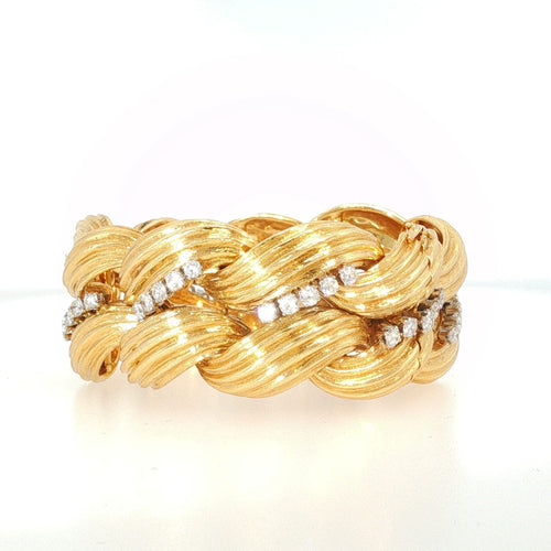Bracelet David Webb - Bracelet vintage en or jaune 18 K et diamants 58 Facettes 2.19477
