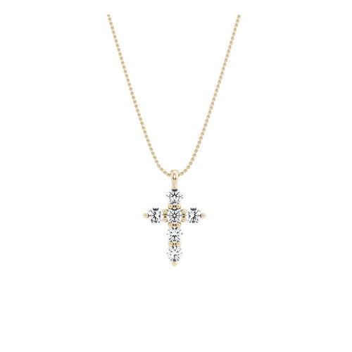 Collier Collier - Croix en or jaune 18K et diamants de laboratoire 58 Facettes UKD364810MM