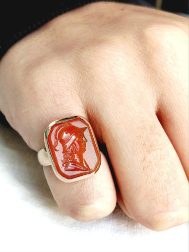 Bague 50 Bague intaille en or rose 18 carats et cornaline 58 Facettes id: 1745883