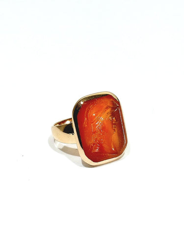 Bague 50 Bague intaille en or rose 18 carats et cornaline 58 Facettes id: 1745883