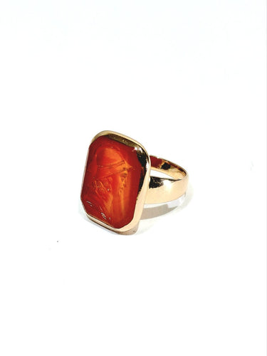 Bague 50 Bague intaille en or rose 18 carats et cornaline 58 Facettes id: 1745883