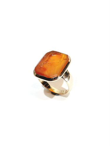 Bague 50 Bague intaille en or rose 18 carats et cornaline 58 Facettes id: 1745883