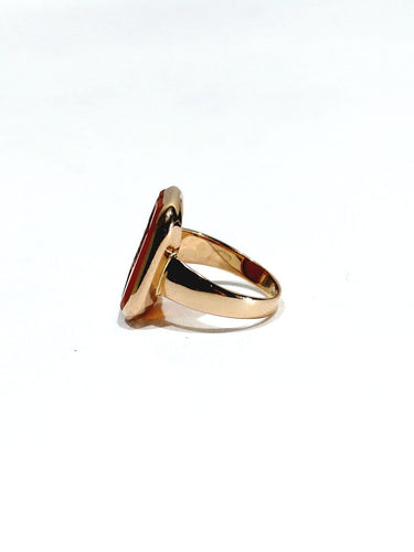 Bague 50 Bague intaille en or rose 18 carats et cornaline 58 Facettes id: 1745883