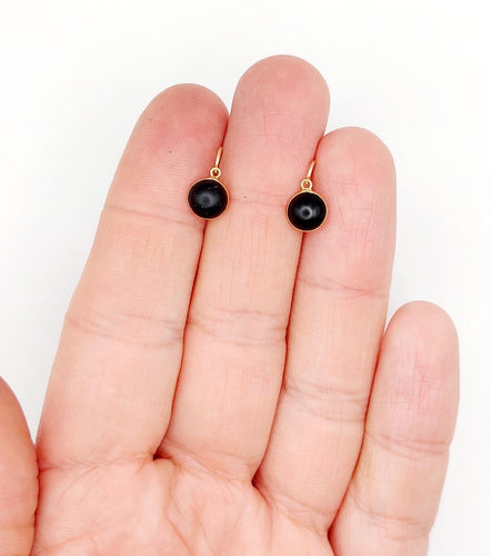 Boucles d'oreilles Dormeuses anciennes en or rose 18k et cabochon de jais 58 Facettes A06992