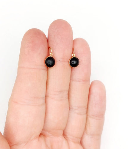 Boucles d'oreilles Dormeuses anciennes en or rose 18k et cabochon de jais 58 Facettes A06992