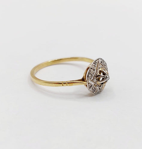 Bague 57 Bague Art déco en or 18k et diamants taille rose 58 Facettes A06997