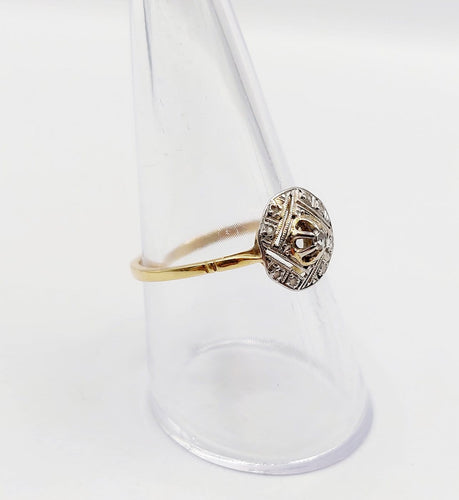 Bague 57 Bague Art déco en or 18k et diamants taille rose 58 Facettes A06997