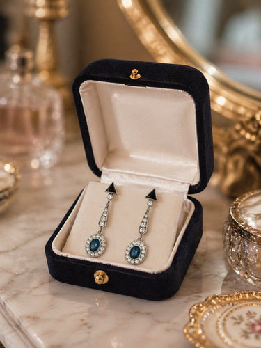 Boucles d'oreilles Boucles d'oreilles Art déco pendantes en platine, saphirs et diamants 58 Facettes 50443