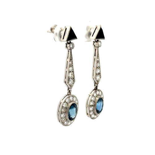 Boucles d'oreilles Boucles d'oreilles Art déco pendantes en platine, saphirs et diamants 58 Facettes 50443