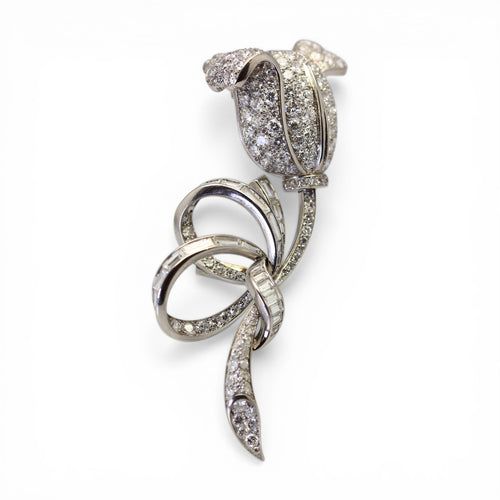 Broche Broche tulipe en platine et diamants 58 Facettes