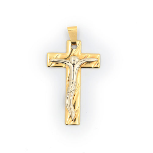 Pendentif Pendentif croix en or jaune et blanc 18 carats 58 Facettes 22817