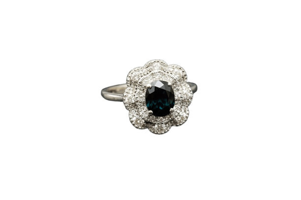Bague 53 Anello Nuvola di Zaffiro - Bague marguerite en or blanc, diamants et saphir 58 Facettes anello nuvola zaffiro