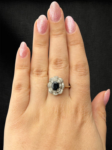 Bague 53 Anello Nuvola di Zaffiro - Bague marguerite en or blanc, diamants et saphir 58 Facettes anello nuvola zaffiro