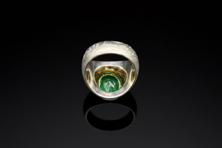 Bague 54 Del Verde - Bague de petit doigt en or blanc et émeraude 58 Facettes anello mignolo del verde