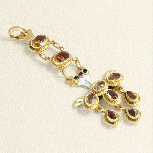 Pendentif Pendentif Saint Esprit Auvergnat, Émail et pierres jaunes 58 Facettes 64700061