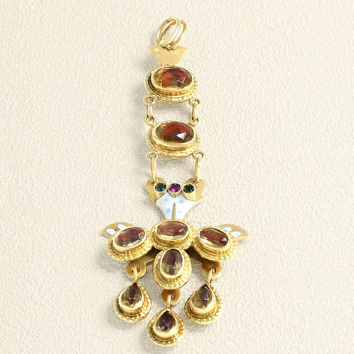 Pendentif Pendentif Saint Esprit Auvergnat, Émail et pierres jaunes 58 Facettes 64700061