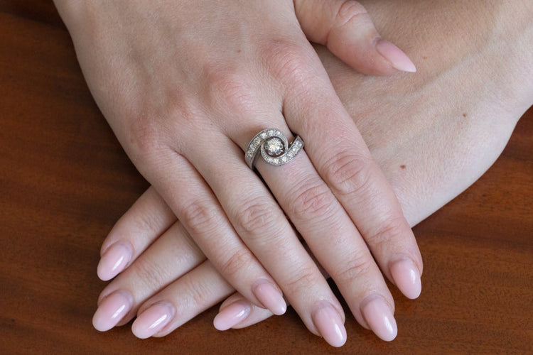 Bague 52 Bague en or blanc 585 avec diamants 58 Facettes 12113