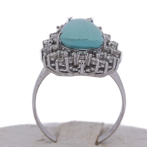 Bague 54 Bague en or 18 carats avec turquoise et diamants 58 Facettes AN612 (05519)