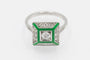 Bague 54 Bague en or blanc 750 avec diamants et émail vert 58 Facettes 12075