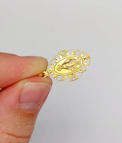 Pendentif Médaille religieuse Art nouveau en or 18k Vierge ciselée 58 Facettes A07004