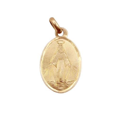 Pendentif Médaille Art nouveau Vierge Marie en or rose 18k 58 Facettes A07008