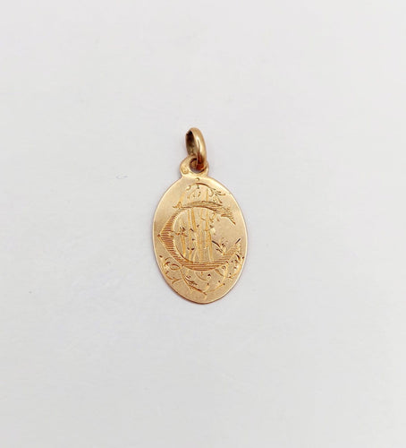 Pendentif Médaille Art nouveau Vierge Marie en or rose 18k 58 Facettes A07008