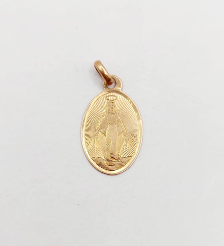 Pendentif Médaille Art nouveau Vierge Marie en or rose 18k 58 Facettes A07008