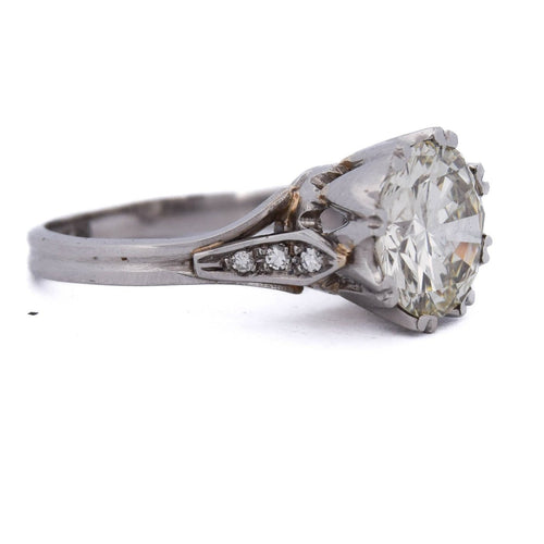 Bague 54 Bague solitaire rétro en platine avec diamants 58 Facettes AN279 (000419)