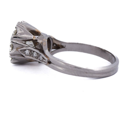 Bague 54 Bague solitaire rétro en platine avec diamants 58 Facettes AN279 (000419)