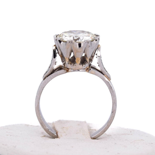 Bague 54 Bague solitaire rétro en platine avec diamants 58 Facettes AN279 (000419)