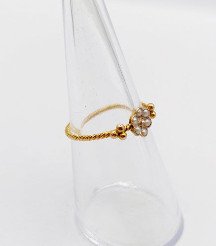 Bague 51 Bague marguerite antique en or 18k et perles, anneau torsadé 58 Facettes A07010