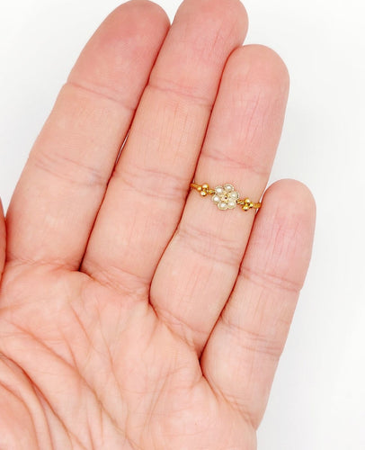 Bague 51 Bague marguerite antique en or 18k et perles, anneau torsadé 58 Facettes A07010