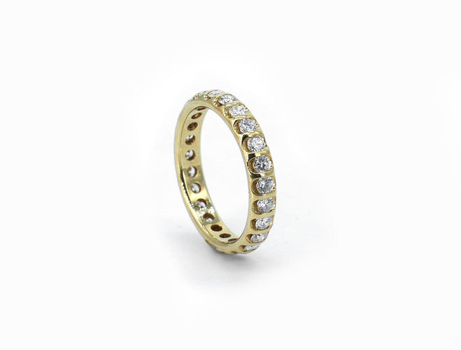 Bague 54 Alliance américaine - Bague en or jaune 18 carats et diamants 1,05 ct 58 Facettes 147/15