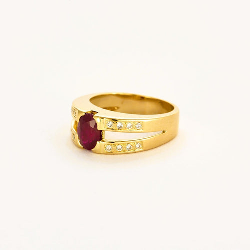 Bague 55 Bague jonc rubis et diamants en or jaune 18K 58 Facettes LMB-184