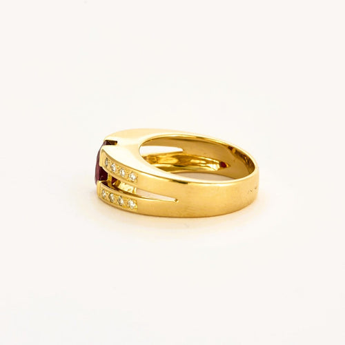 Bague 55 Bague jonc rubis et diamants en or jaune 18K 58 Facettes LMB-184