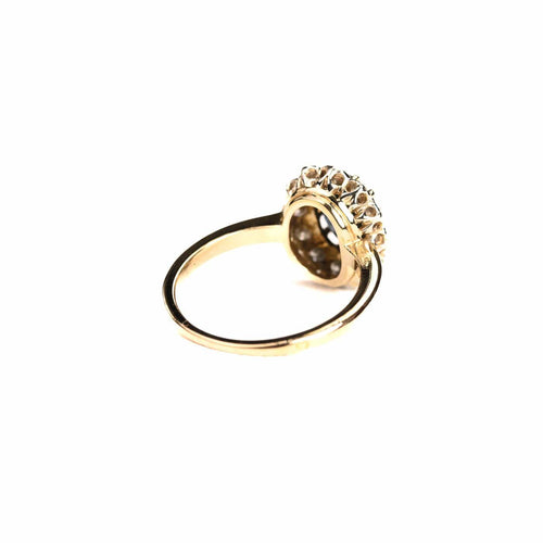 Bague 50 Bague marguerite saphir ovale et diamants en or jaune 18K 58 Facettes LMB-350
