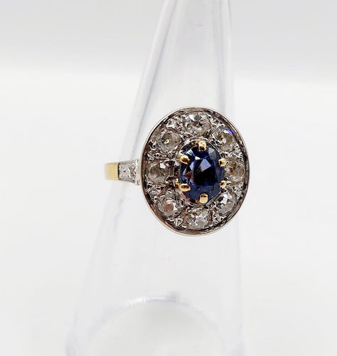 Bague 51.5 Bague pompadour Art déco en or 18k et platine, saphir et diamants 58 Facettes A07014