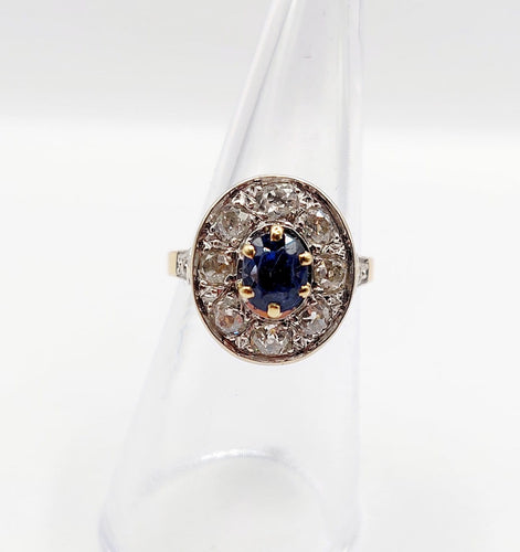 Bague 51.5 Bague pompadour Art déco en or 18k et platine, saphir et diamants 58 Facettes A07014