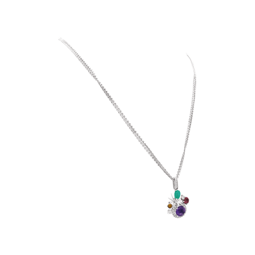 Collier Collier Chaumet, "Attrape-moi... si tu m'aimes", or blanc, diamants, pierres de couleurs. 58 Facettes 35587