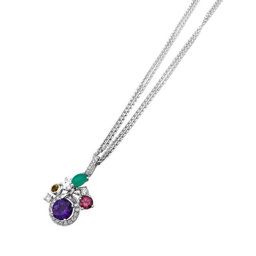 Collier Collier Chaumet, "Attrape-moi... si tu m'aimes", or blanc, diamants, pierres de couleurs. 58 Facettes 35587