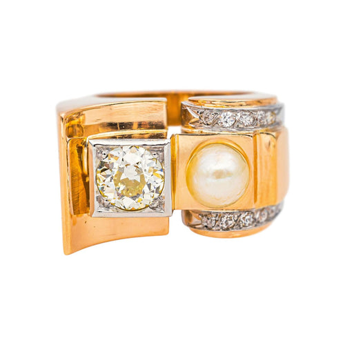 Bague 47 Bague Tank Or rose, Platine Diamant, Perle 58 Facettes 5109071CN