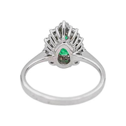 Bague 49 Bague Poire Or blanc Emeraude, Diamants 58 Facettes 5281132CN