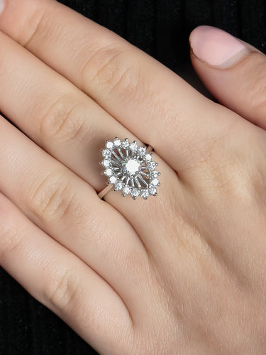 Bague 53 Bague marquise en or blanc et diamants 58 Facettes BO/220018 STA