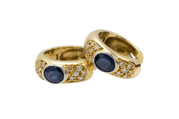 Boucles d'oreilles Boucles d'oreilles vintage - Saphirs et diamants en or jaune et blanc 750 58 Facettes 10099
