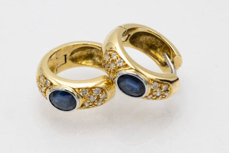 Boucles d'oreilles Boucles d'oreilles vintage - Saphirs et diamants en or jaune et blanc 750 58 Facettes 10099