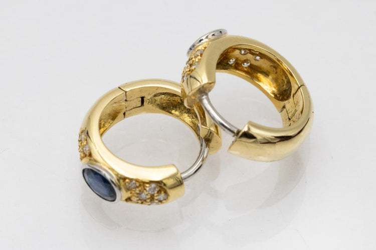 Boucles d'oreilles Boucles d'oreilles vintage - Saphirs et diamants en or jaune et blanc 750 58 Facettes 10099