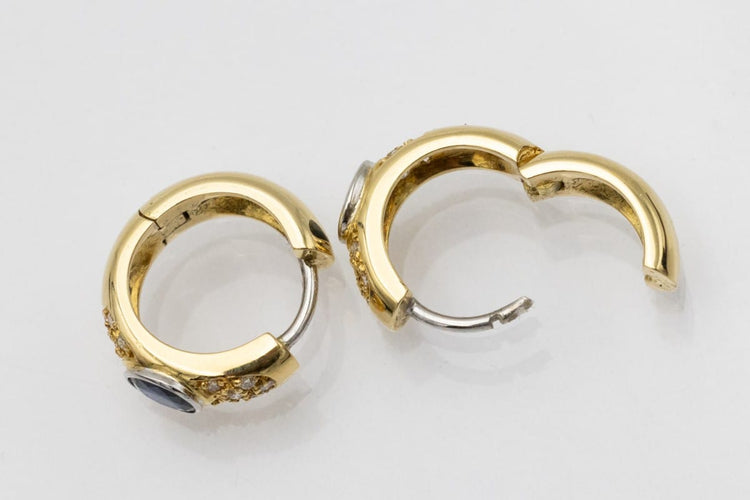 Boucles d'oreilles Boucles d'oreilles vintage - Saphirs et diamants en or jaune et blanc 750 58 Facettes 10099