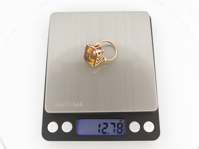 Bague 55 Sans marque - Bague cocktail losange citrine en or rose 18k 58 Facettes 274329
