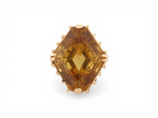 Bague 55 Sans marque - Bague cocktail losange citrine en or rose 18k 58 Facettes 274329